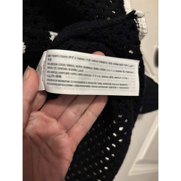 ABERCROMBIE & FITCH Women Crochet Short Sleeve Polo With Tipping Black White XS - Picture 8 of 8